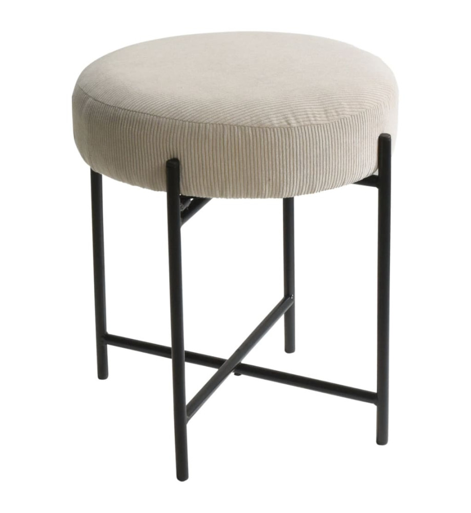 Home&Styling Tabouret Ø36x42 cm blanc cassé et noir