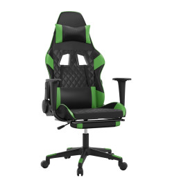 Chaise de jeu avec repose-pied Noir et vert Similicuir