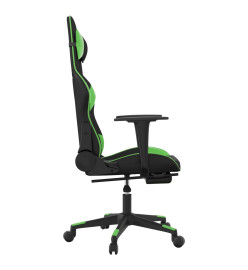 Chaise de jeu avec repose-pied Noir et vert Similicuir