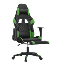 Chaise de jeu avec repose-pied Noir et vert Similicuir