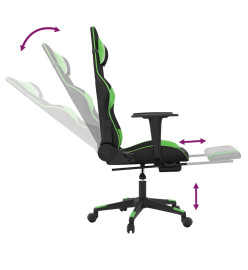 Chaise de jeu avec repose-pied Noir et vert Similicuir