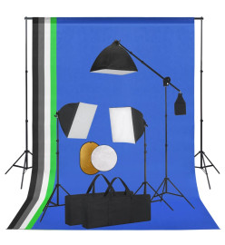 Kit de studio photo avec lampes toile de fond et réflecteur