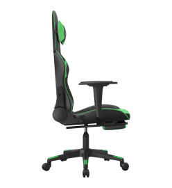 Chaise de jeu avec repose-pied Noir et vert Similicuir