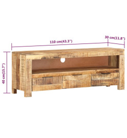 Meuble TV 110x30x40 cm Bois de manguier brut