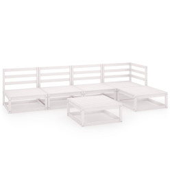 Salon de jardin 6 pcs Blanc Bois de pin massif