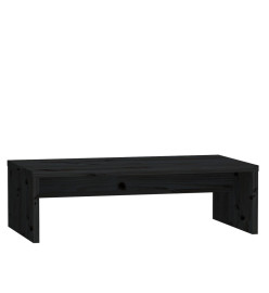 Support de moniteur Noir 50x27x15 cm Bois de pin solide