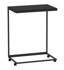 Table d'appoint avec roues Noir 55x35x70 cm Bois d'ingénierie