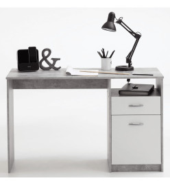 FMD Bureau avec 1 tiroir 123 x 50 x 76,5 cm Béton et blanc
