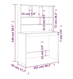 Bureau avec étagères Sonoma gris 102x45x148cm Bois d'ingénierie