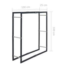 Portant de bois de chauffage Noir 100x25x100 cm Acier