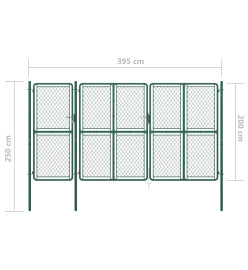 Portail de jardin Acier 200x395 cm Vert