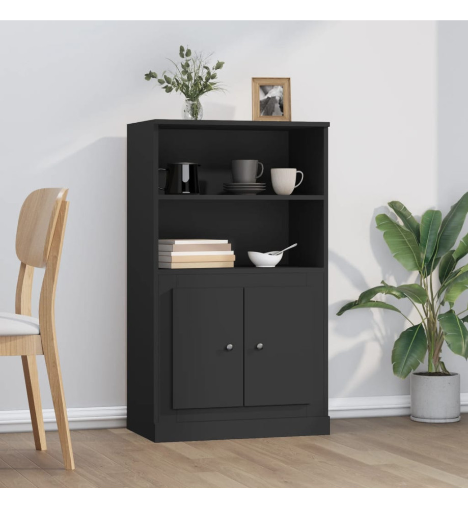 Buffet haut noir 60x35,5x103,5 cm bois d'ingénierie Buffet haut noir 60x35,5x103,5 cm bois d'ingénierie