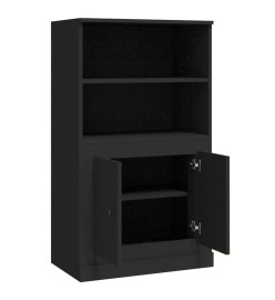 Buffet haut noir 60x35,5x103,5 cm bois d'ingénierie
