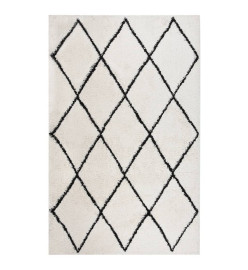 Tapis shaggy à poils longs Noir et crème 200x290 cm