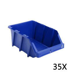 Bac de rangement empilable 35 pcs 218x360x156 mm Bleu