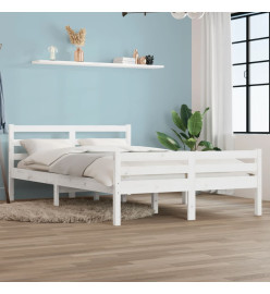 Cadre de lit Blanc Bois massif 135x190 cm Double
