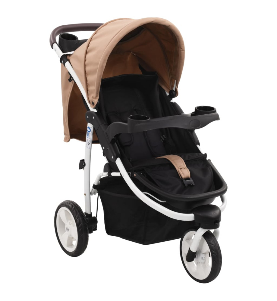 Poussette bébé à 3 roues Taupe et noir