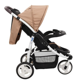 Poussette bébé à 3 roues Taupe et noir