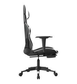 Chaise de jeu avec repose-pied Noir et blanc Similicuir