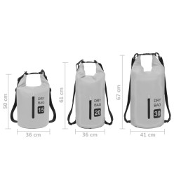 Sac sec avec fermeture éclair Gris 15 L PVC