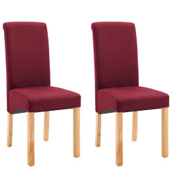 Chaises à manger lot de 2 rouge tissu