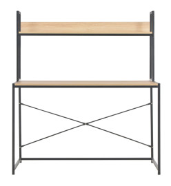 Bureau d'ordinateur Noir et chêne 120 x 60 x 138 cm