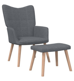 Chaise de relaxation avec tabouret Gris foncé Tissu