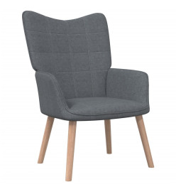 Chaise de relaxation avec tabouret Gris foncé Tissu