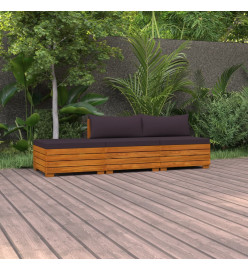 Salon de jardin 3 pcs avec coussins Bois d'acacia solide