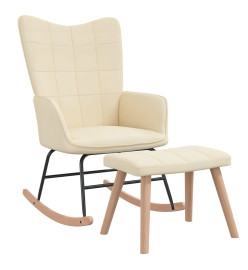 Chaise à bascule avec tabouret Crème Tissu