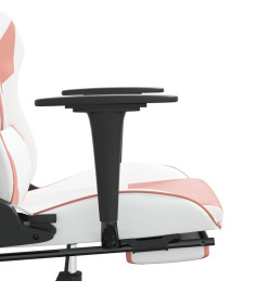 Chaise de jeu de massage avec repose-pied Blanc rose Similicuir