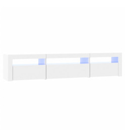 Meuble TV avec lumières LED Blanc brillant 195x35x40 cm