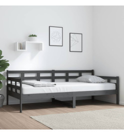 Lit de jour gris bois de pin massif 90x200 cm