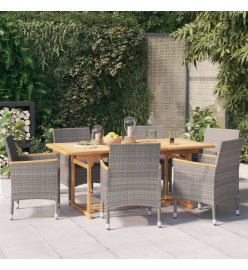 Ensemble de salle à manger de jardin 7 pcs avec coussins Gris