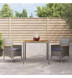 Ensemble de salle à manger de jardin 3 pcs avec coussins Gris