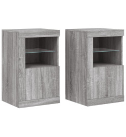 Armoires latérales et lumières LED 2 pcs sonoma gris
