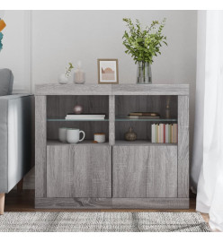 Armoires latérales et lumières LED 2 pcs sonoma gris