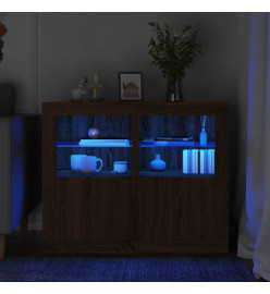 Armoires latérales et lumières LED 2 pcs chêne marron