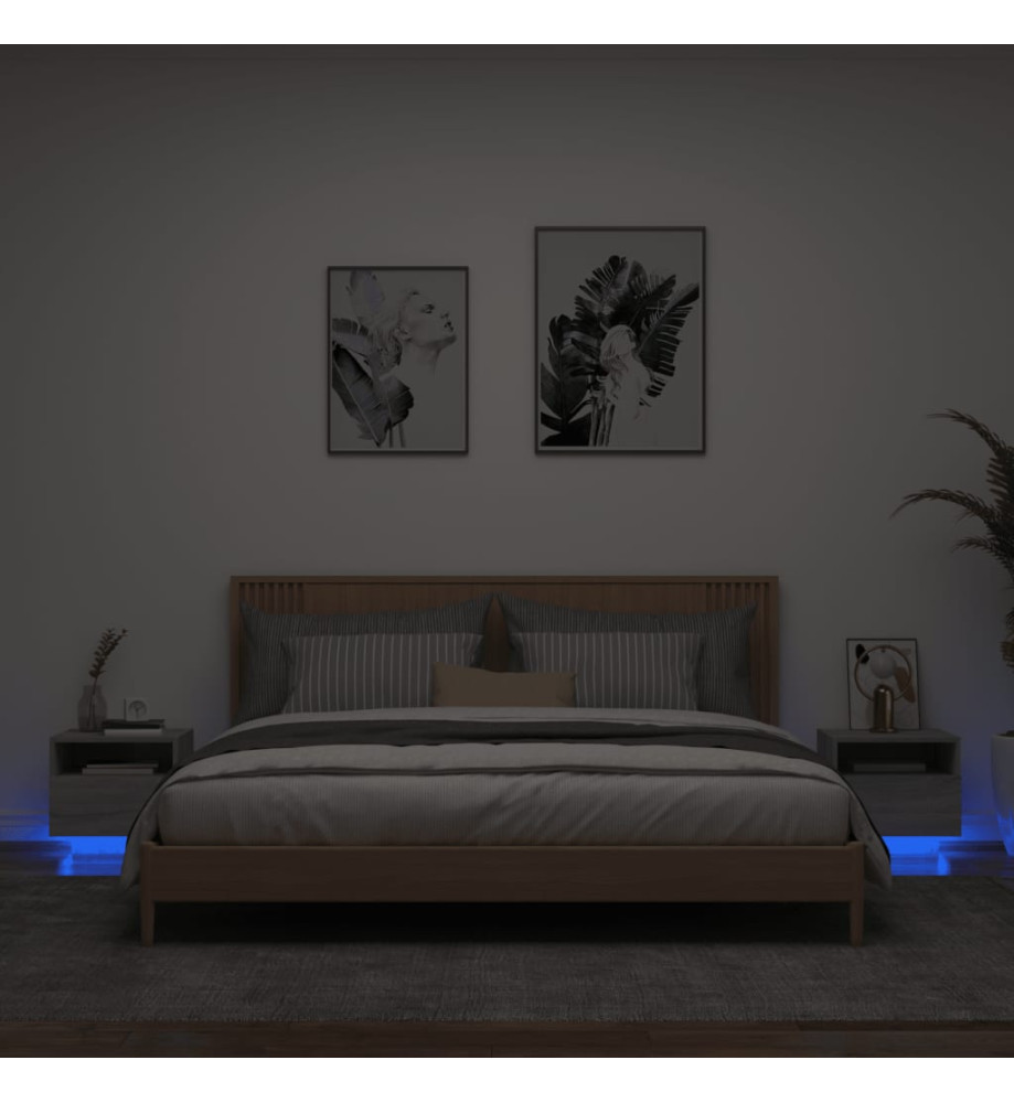 Armoires de chevet avec lumières LED 2 pcs sonoma gris Armoires de chevet avec lumières LED 2 pcs sonoma gris