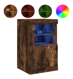 Armoires latérales et lumières LED 2 pcs chêne fumé