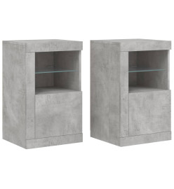 Armoires latérales et lumières LED 2 pcs gris béton