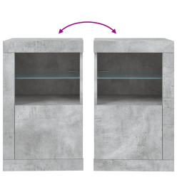 Armoires latérales et lumières LED 2 pcs gris béton