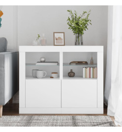 Armoires latérales éclairage LED 2 pcs blanc bois d'ingénierie