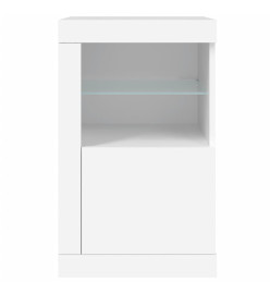Armoires latérales éclairage LED 2 pcs blanc bois d'ingénierie