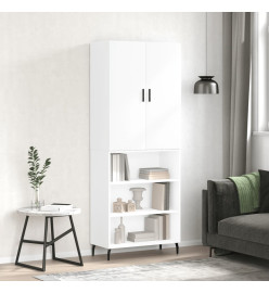 Buffet haut Blanc brillant 69,5x34x180 cm Bois d'ingénierie