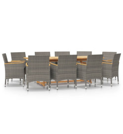 Ensemble de salle à manger de jardin 11 pcs avec coussins Gris