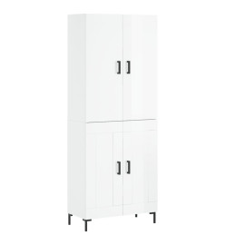 Buffet haut Blanc brillant 69,5x34x180 cm Bois d'ingénierie