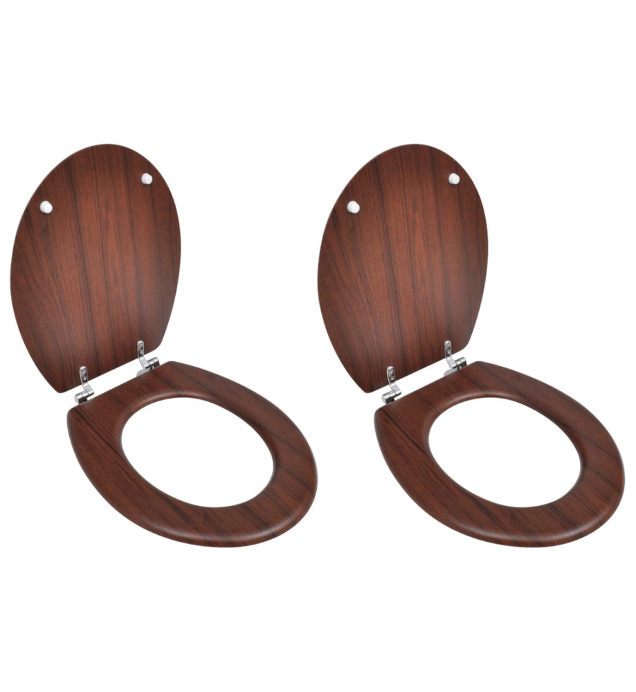 Sièges de toilette avec couvercles 2 pcs MDF Marron