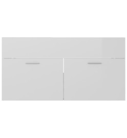 Armoire d'évier avec lavabo intégré Blanc brillant Aggloméré