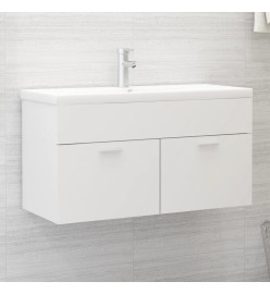 Armoire d'évier avec lavabo intégré Blanc Aggloméré